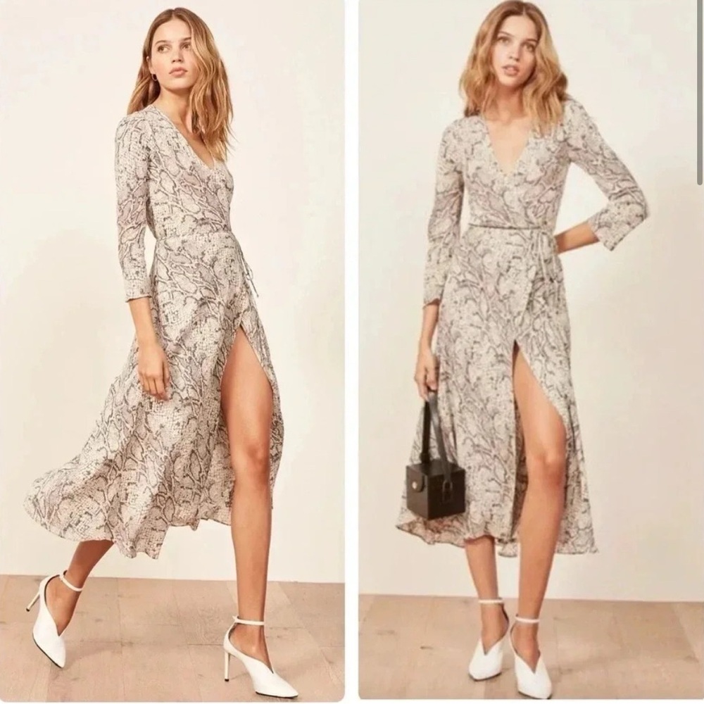 Reformation Primrose Python Wrap Dress - image 1